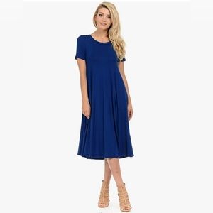 Iconic luxe Women's Short Sleeve A-Line Paneled Midi Dress